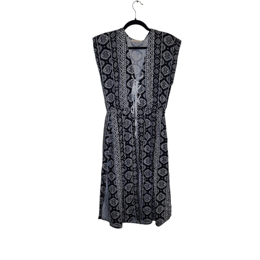 Urban Girl Nites Black and White Geometric Midi Dress/Swim Cover Up